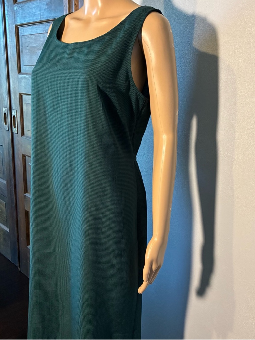 Vintage Kathie Lee Women's Dress Size 12 Green Sheath Pullover Scoop Neck Maxi